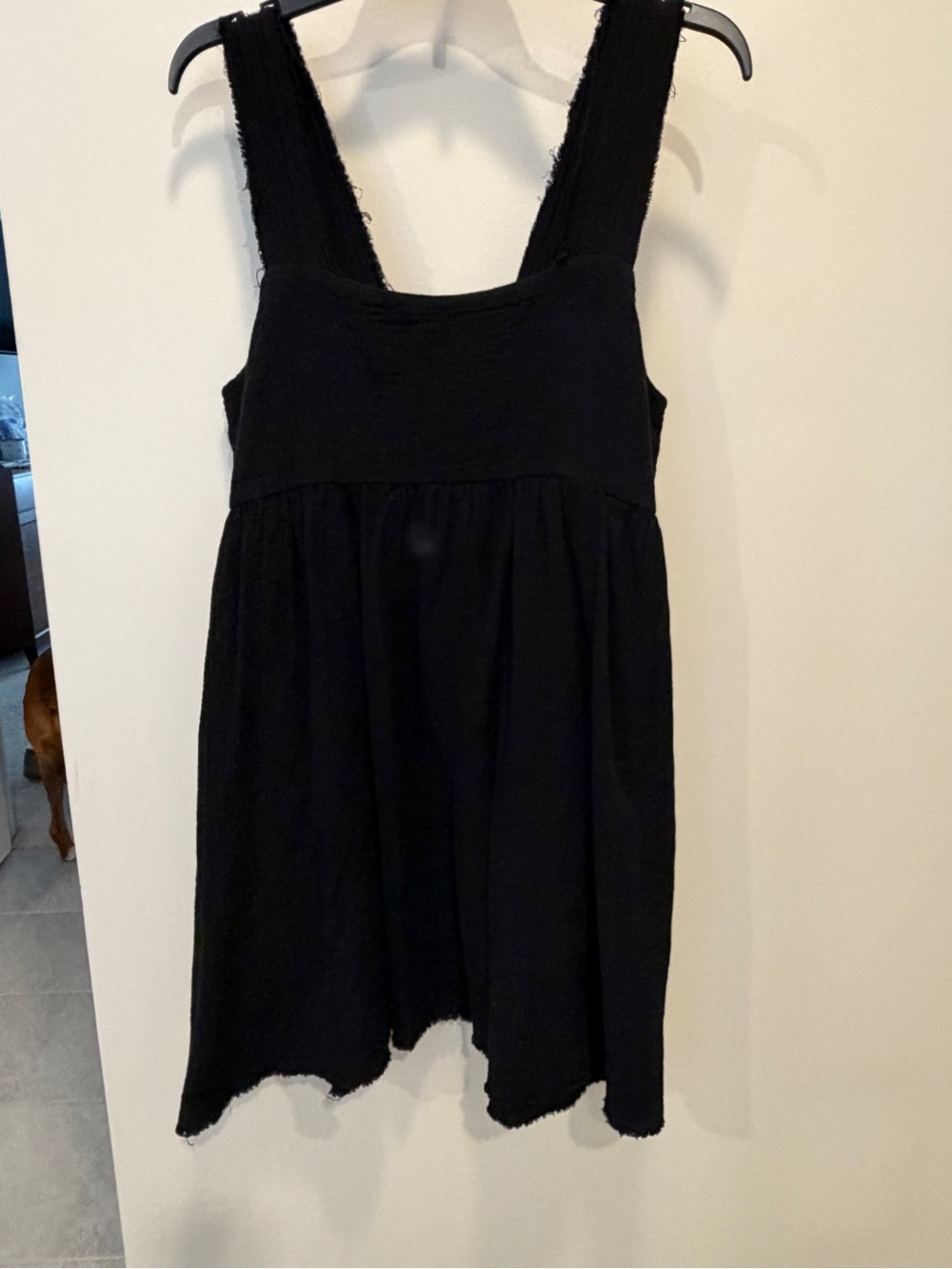 Women’s Black Raw Hem Linen Dress
